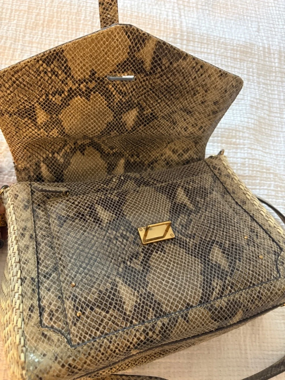 Tory Burch Beige/Brown Snakeskin Bag
